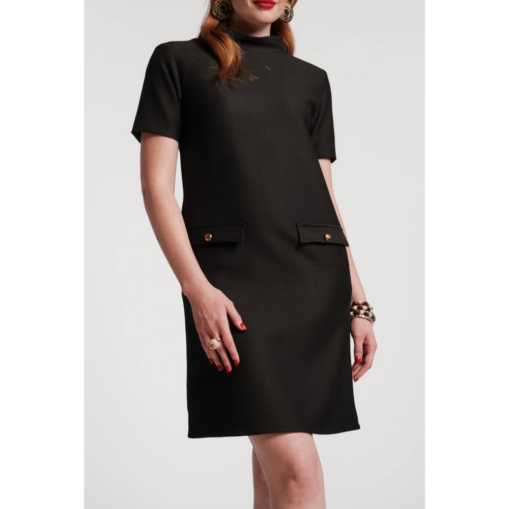 Frances Valentine Black Short Sleeve Mini Dress